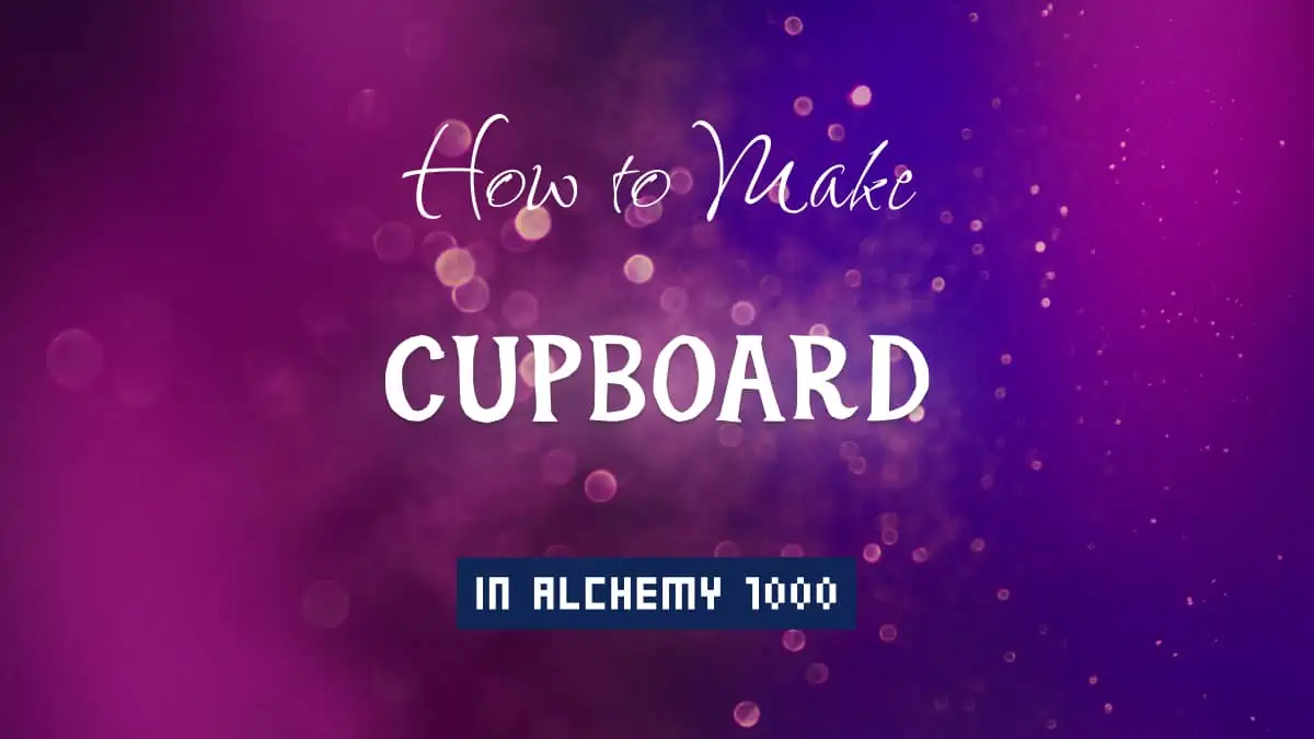 Cupboard's article title in white font on purple abstract blurred light background