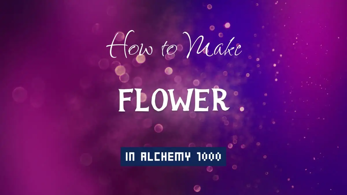 Flower's article title in white font on purple abstract blurred light background