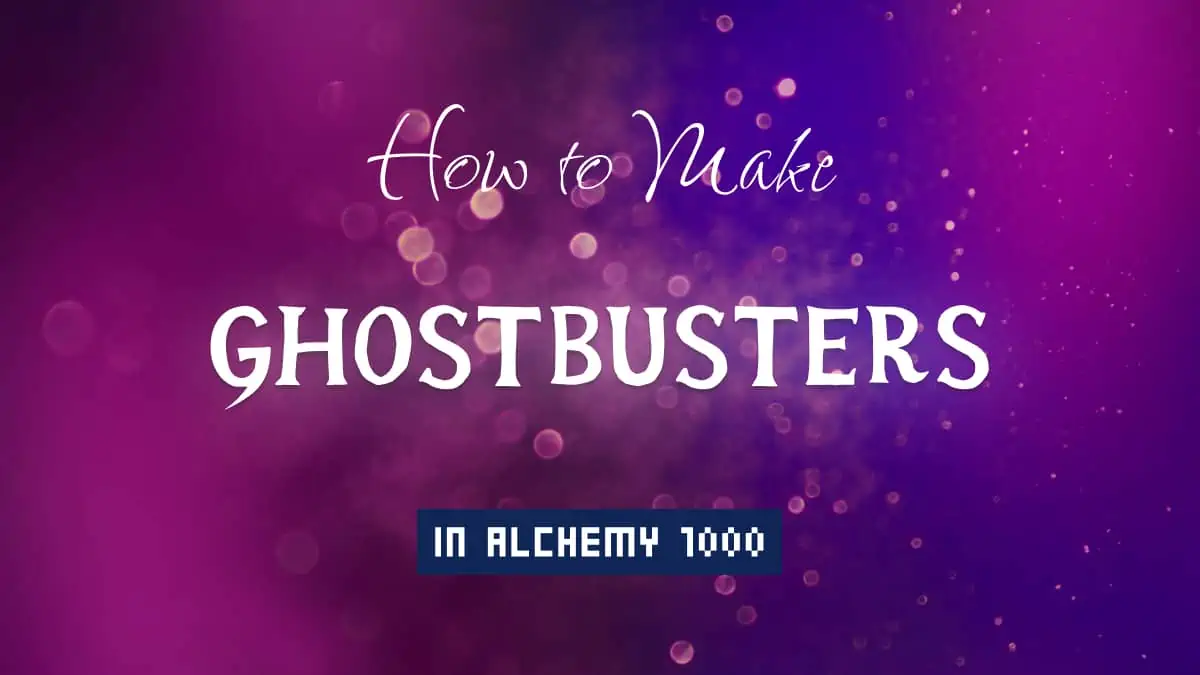 Ghostbusters's article title in white font on purple abstract blurred light background