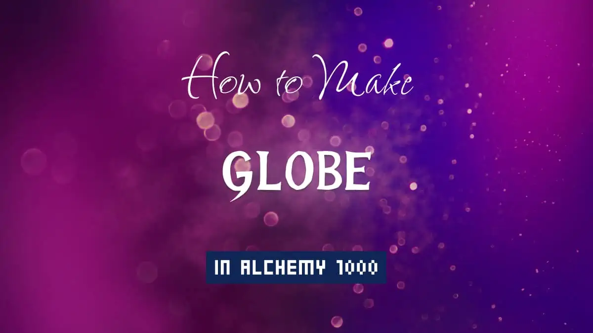 Globe's article title in white font on purple abstract blurred light background