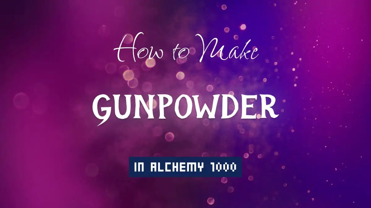 Gunpowder's article title in white font on purple abstract blurred light background