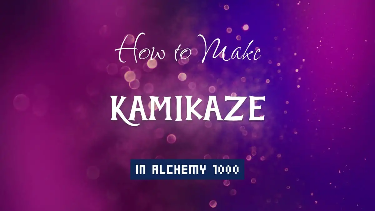 Kamikaze's article title in white font on purple abstract blurred light background