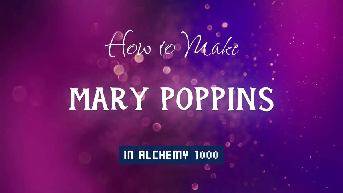 Mary Poppins's article title in white font on purple abstract blurred light background