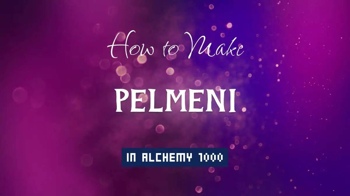Pelmeni's article title in white font on purple abstract blurred light background