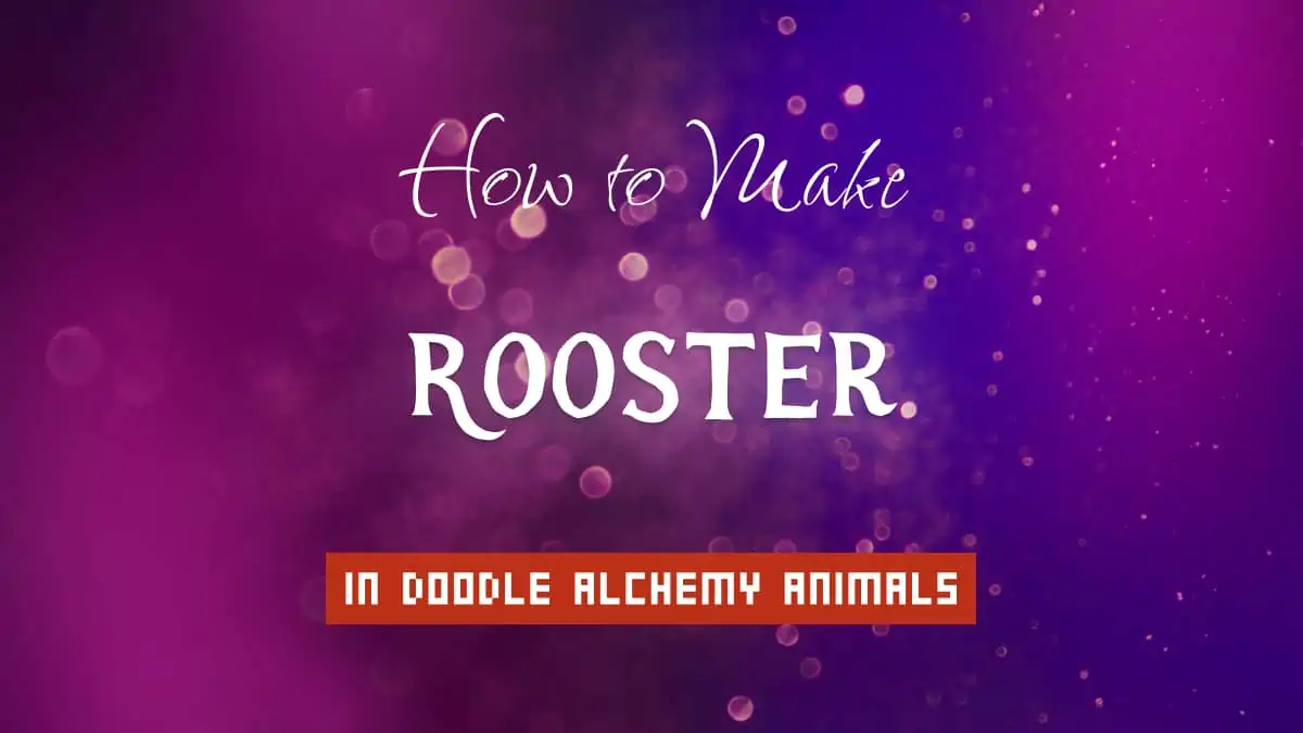 Rooster's article title in white font on purple abstract blurred light background