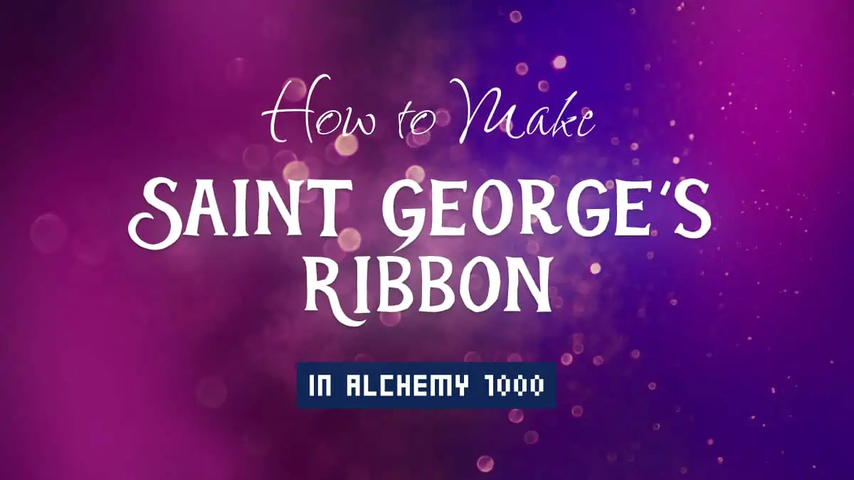 Saint George's Ribbon's article title in white font on purple abstract blurred light background