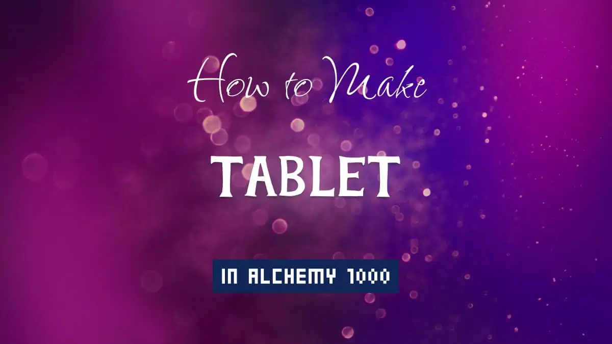 Tablet's article title in white font on purple abstract blurred light background