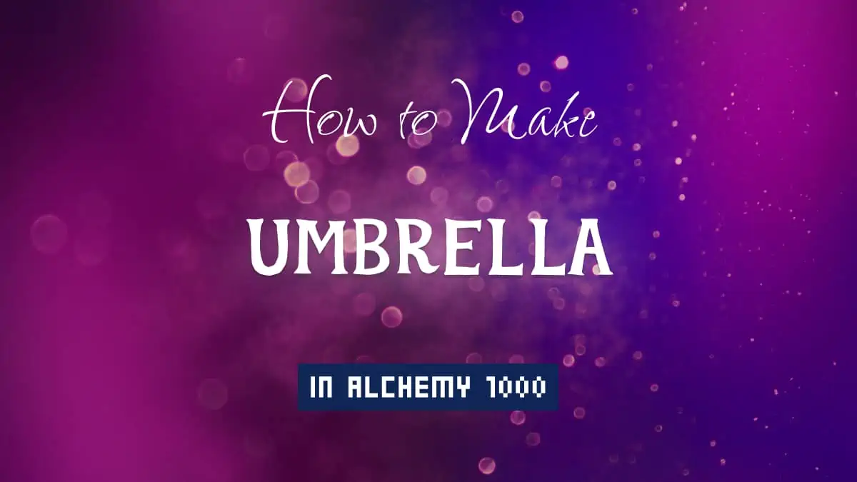 Umbrella's article title in white font on purple abstract blurred light background
