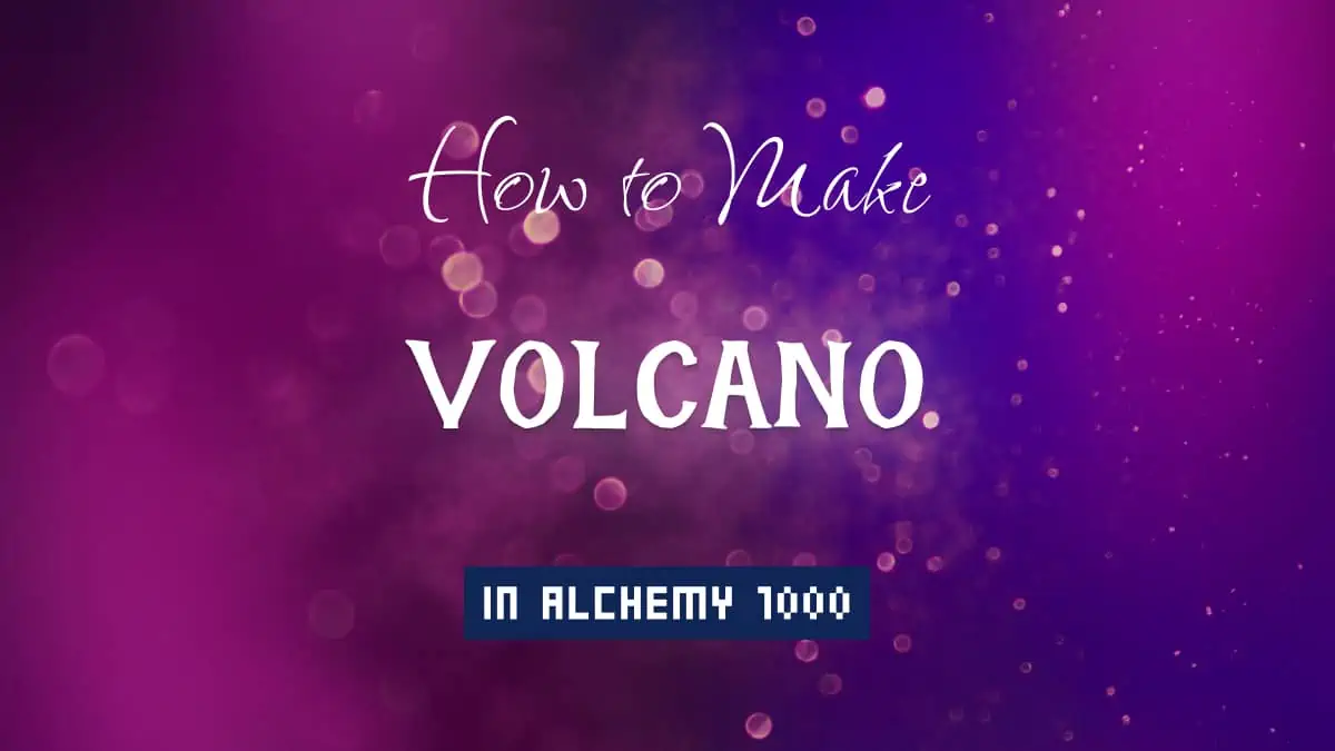 Volcano's article title in white font on purple abstract blurred light background