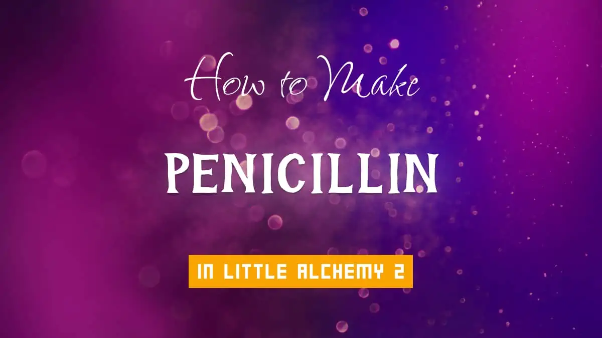 Penicillin's article title in white font on purple abstract blurred light background