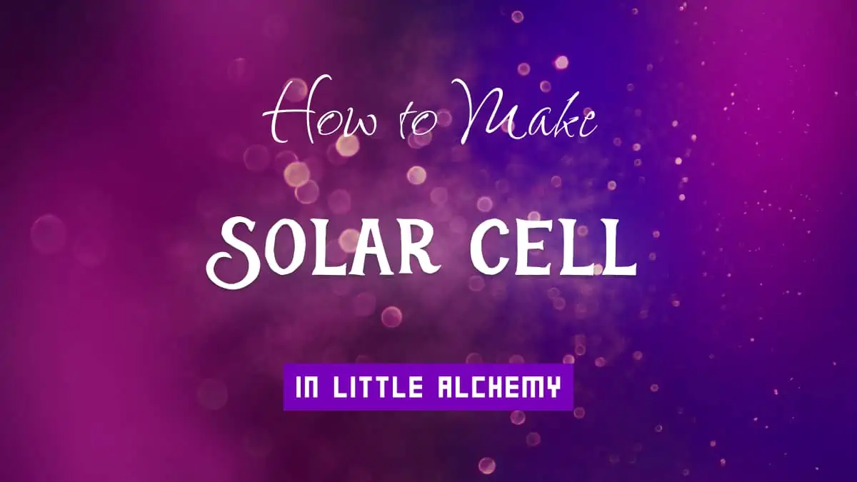 Solar cell's article title in white font on purple abstract blurred light background